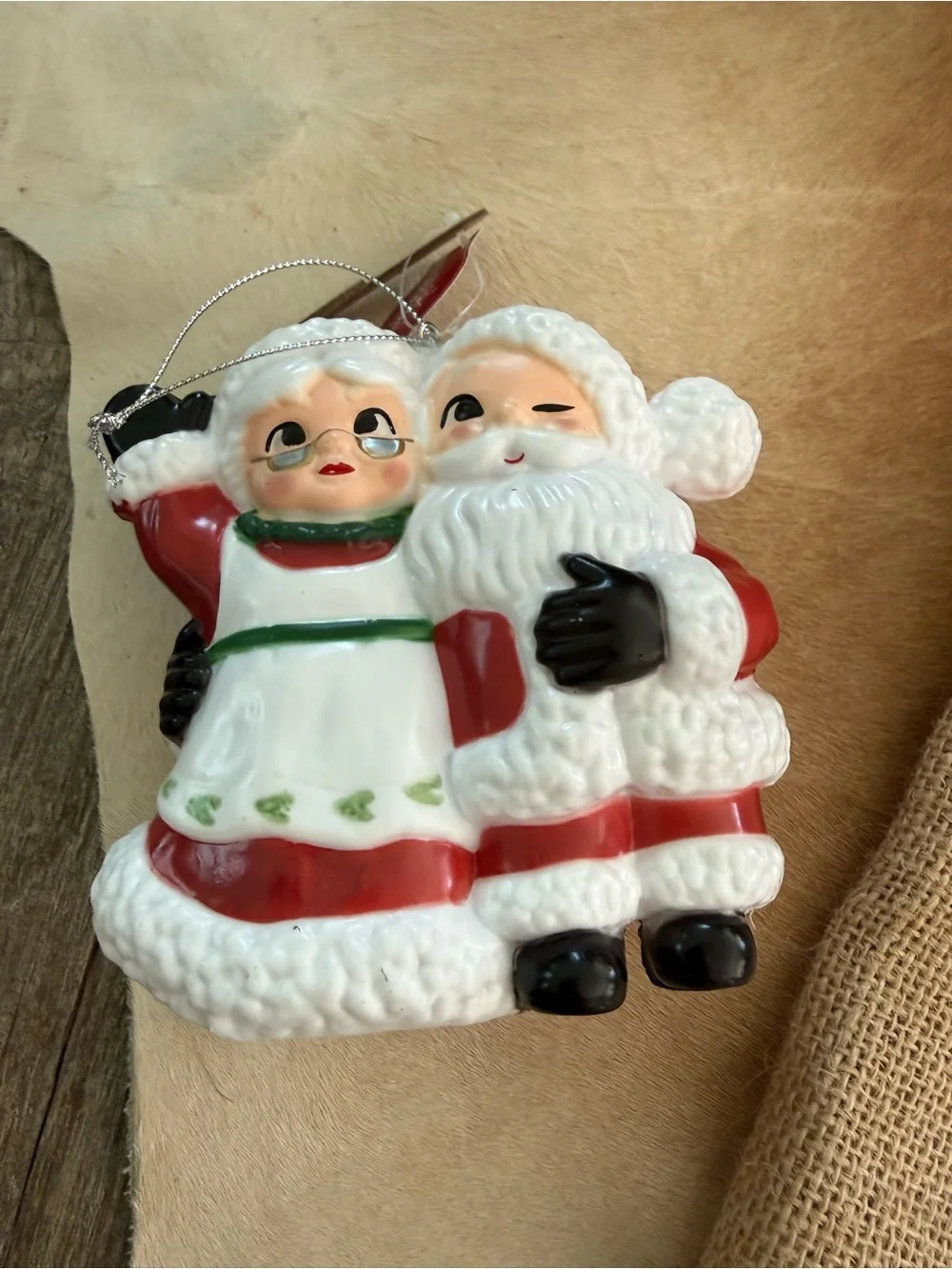 NWT Bundle of  3 Christmas Blow Mold Ornaments and Burlap Sack